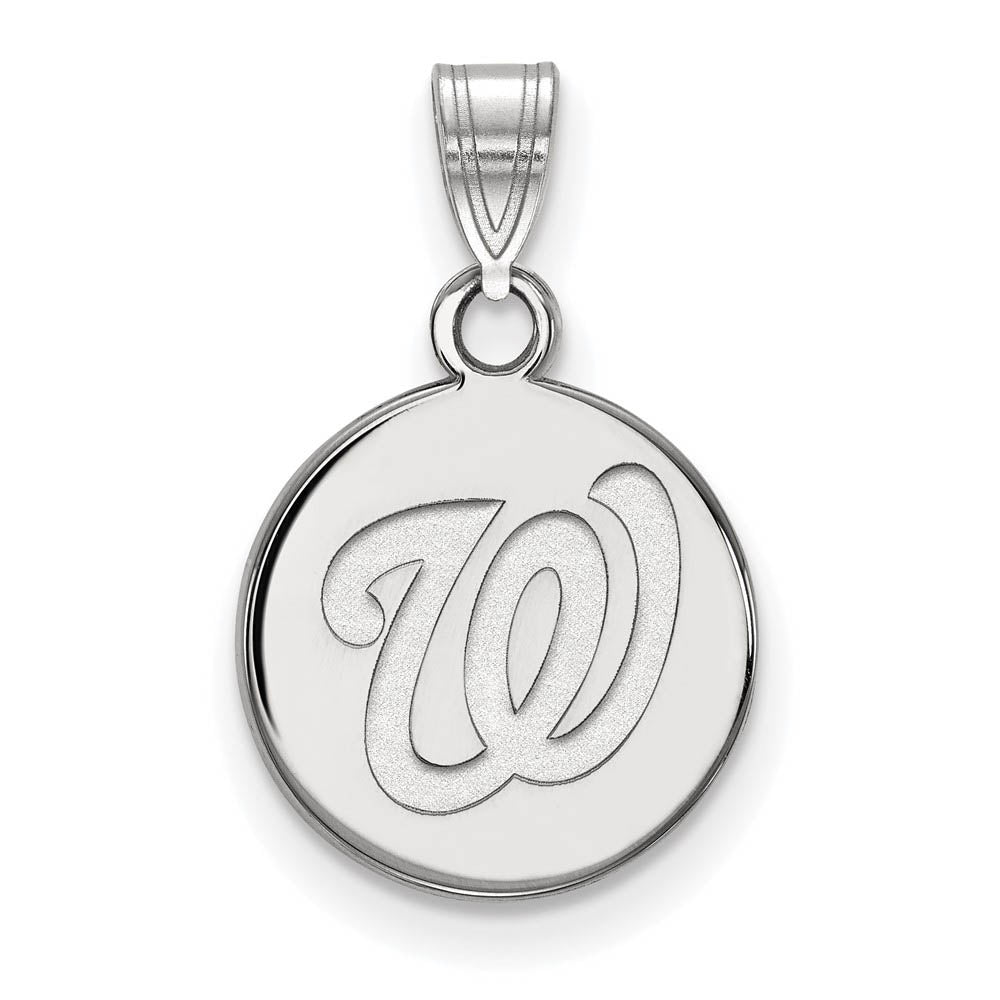 Sterling Silver MLB Washington Nationals Small Disc Pendant, Item P33416 by The Black Bow Jewelry Co.
