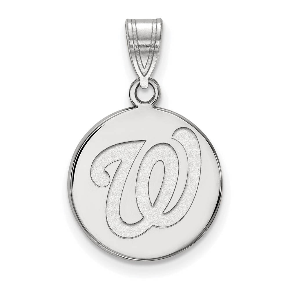 Sterling Silver MLB Washington Nationals Medium Disc Pendant, Item P33417 by The Black Bow Jewelry Co.