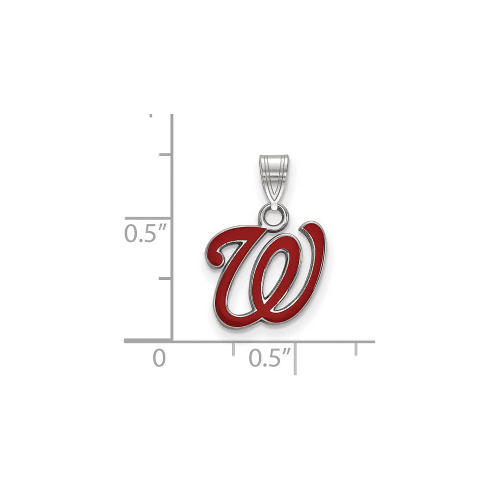 Alternate view of the Sterling Silver MLB Washington Nationals Small Enamel W Pendant by The Black Bow Jewelry Co.