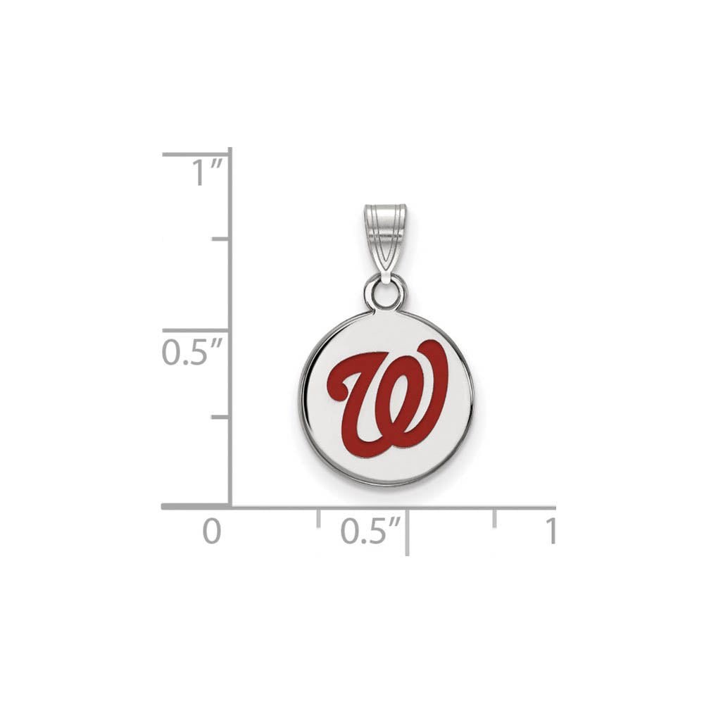 Alternate view of the Sterling Silver MLB Washington Nationals Small Enamel Disc Pendant by The Black Bow Jewelry Co.