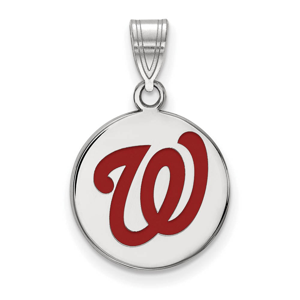 Sterling Silver MLB Washington Nationals Medium Enamel Disc Pendant, Item P33421 by The Black Bow Jewelry Co.
