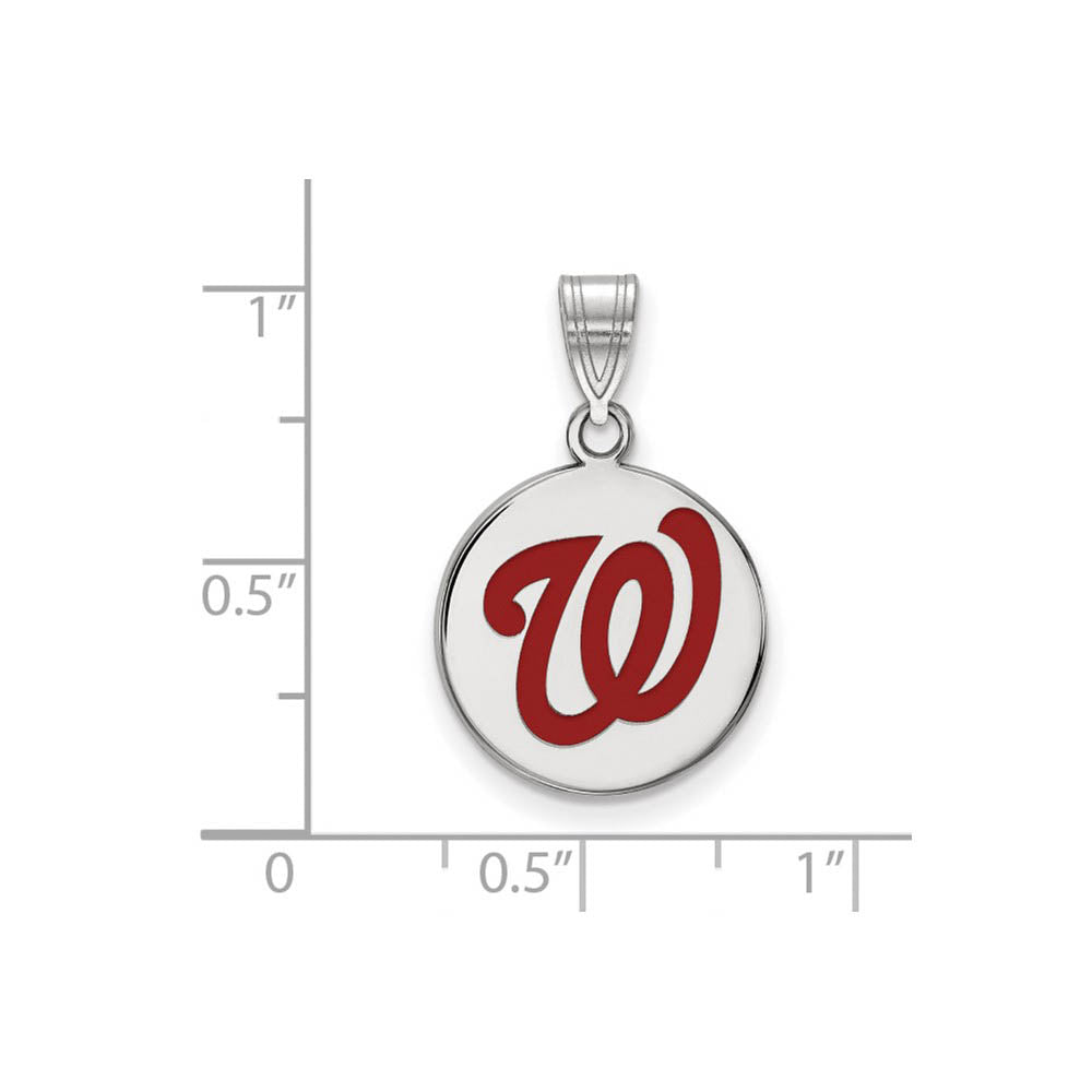 Alternate view of the Sterling Silver MLB Washington Nationals Medium Enamel Disc Pendant by The Black Bow Jewelry Co.