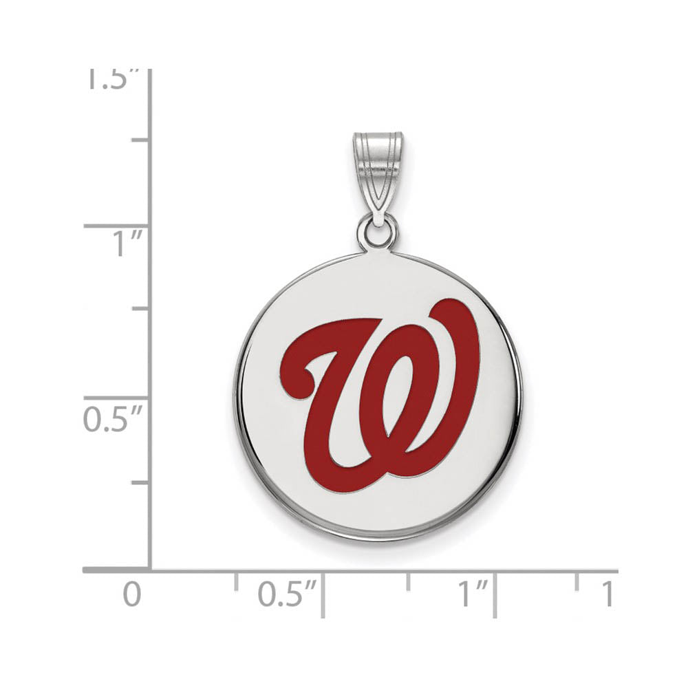 Alternate view of the Sterling Silver MLB Washington Nationals Large Enamel Disc Pendant by The Black Bow Jewelry Co.