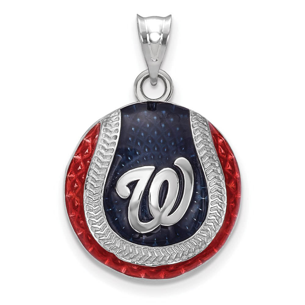 Sterling Silver MLB Washington Nationals LG Enamel Baseball Pendant, Item P33425 by The Black Bow Jewelry Co.