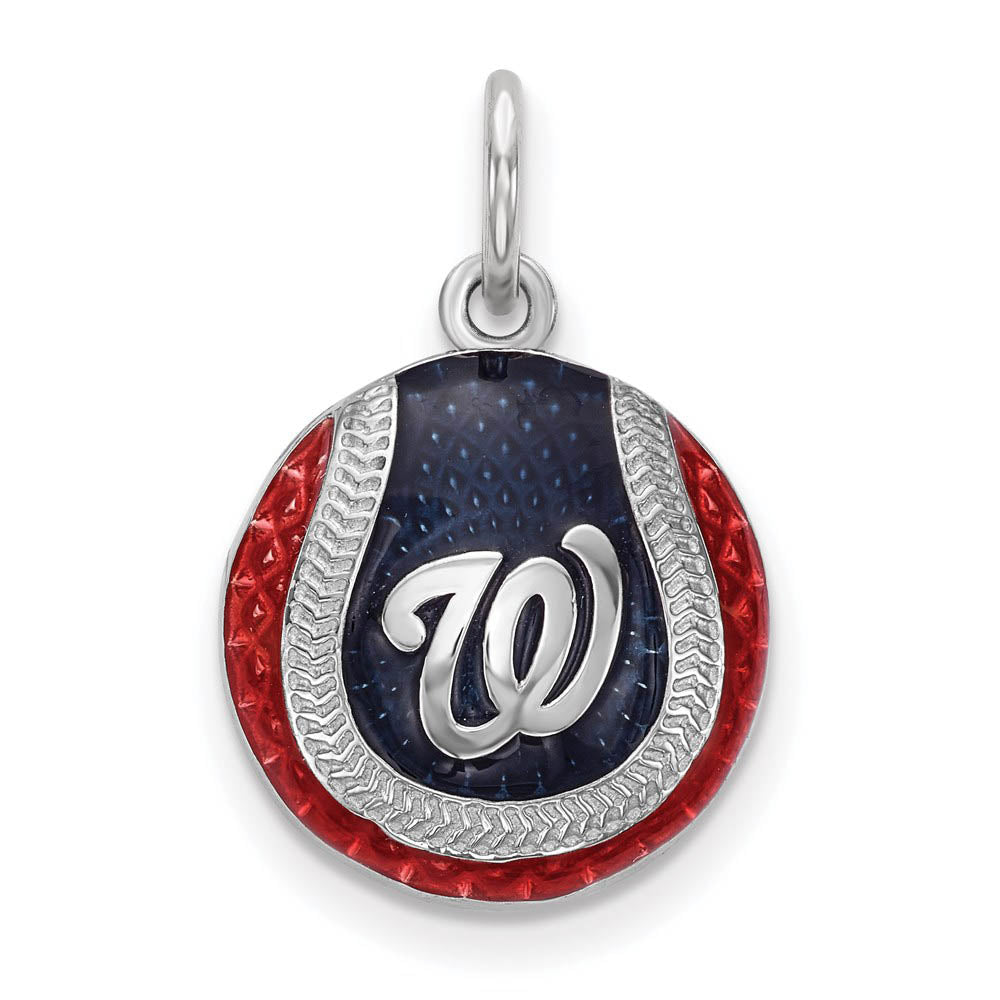 Sterling Silver MLB Washington Nationals MD Enamel Baseball Charm, Item P33426 by The Black Bow Jewelry Co.