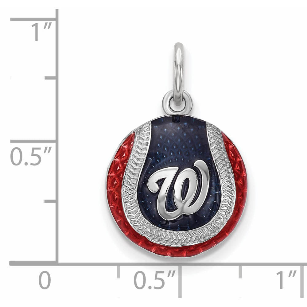 Alternate view of the Sterling Silver MLB Washington Nationals MD Enamel Baseball Charm by The Black Bow Jewelry Co.