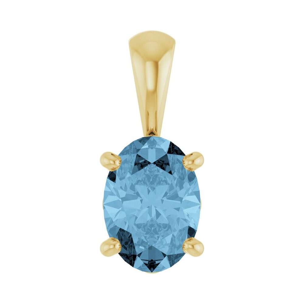 14K Yellow Gold Natural Sky Blue Topaz Scroll Pendant, 6x4mm Oval, Item P33428-6 by The Black Bow Jewelry Co.