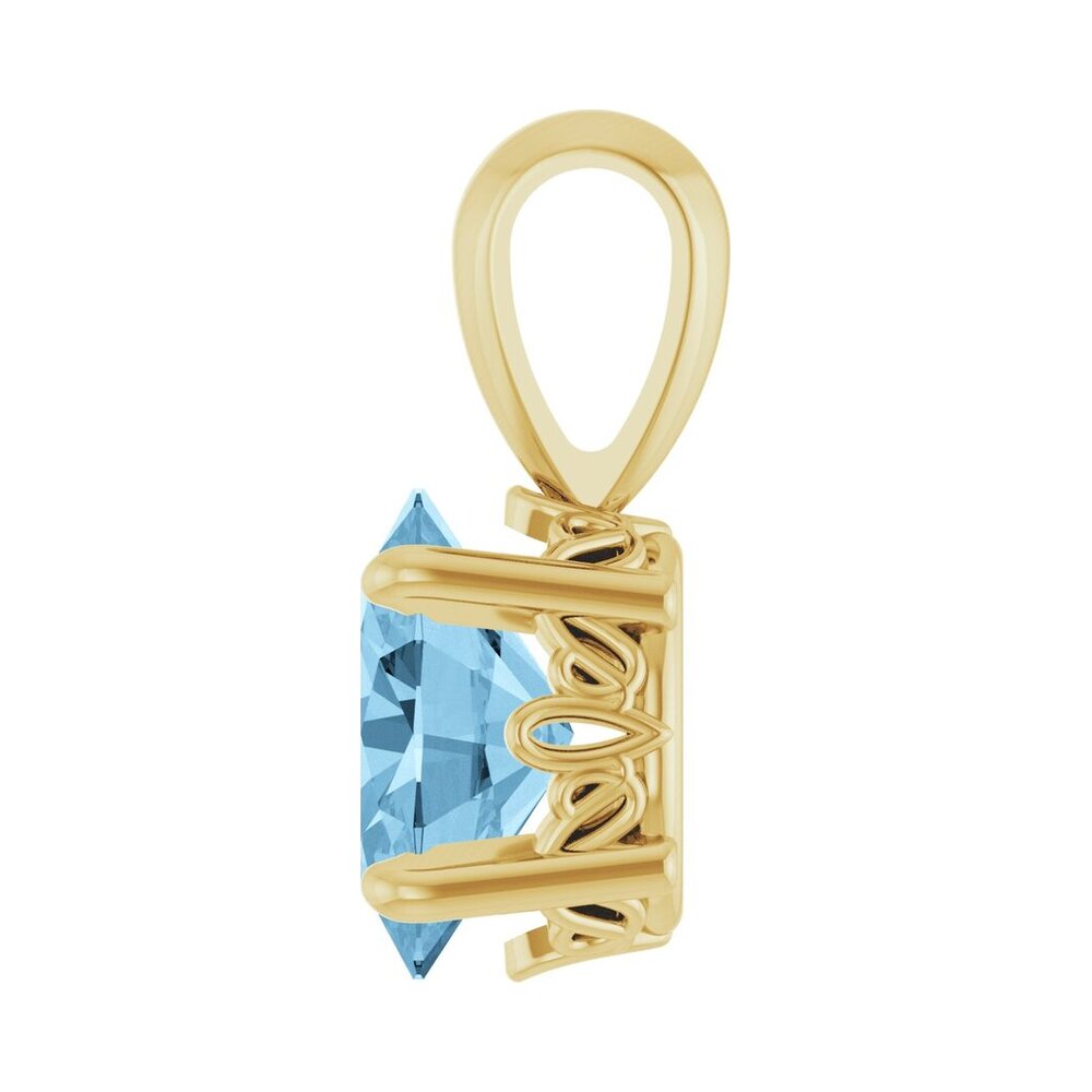 Alternate view of the 14K Yellow Gold Natural Sky Blue Topaz Scroll Pendant, 6x4mm Oval by The Black Bow Jewelry Co.