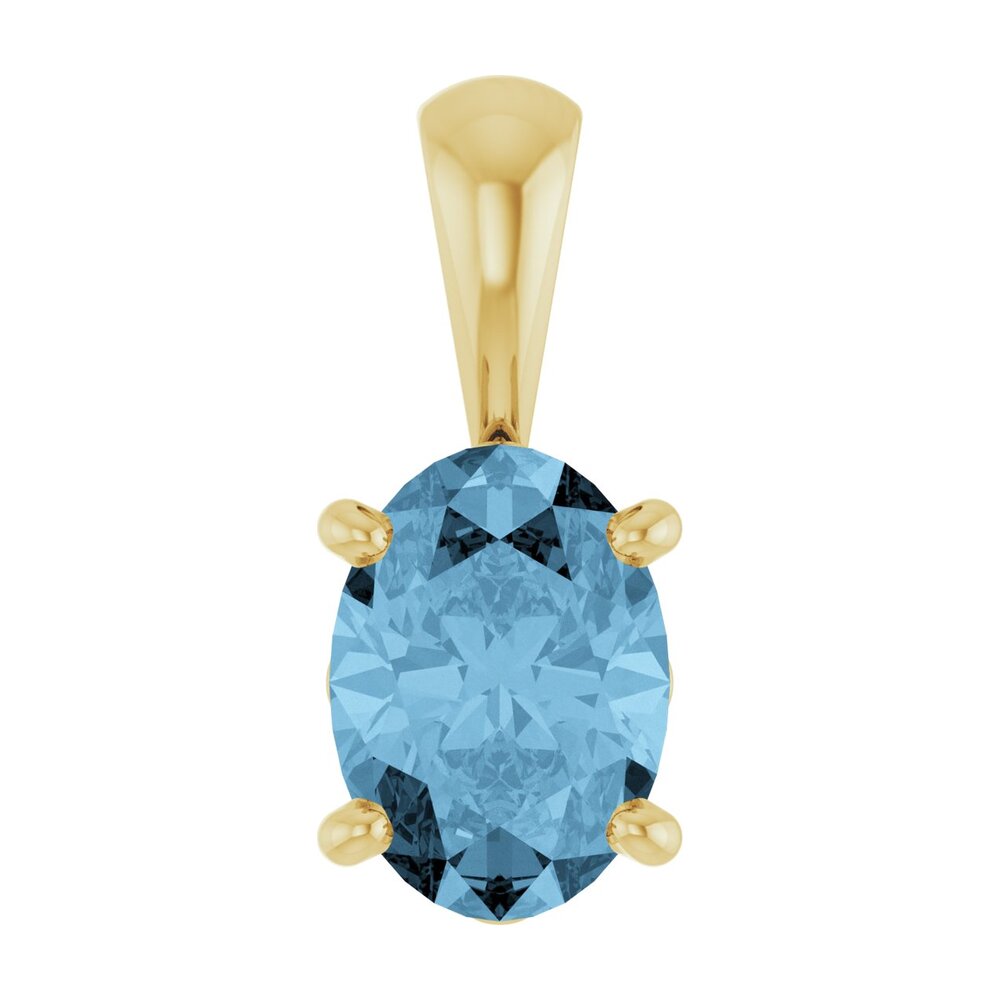 14K Yellow Gold Natural Sky Blue Topaz Scroll Pendant, 7x5mm Oval, Item P33428-7 by The Black Bow Jewelry Co.