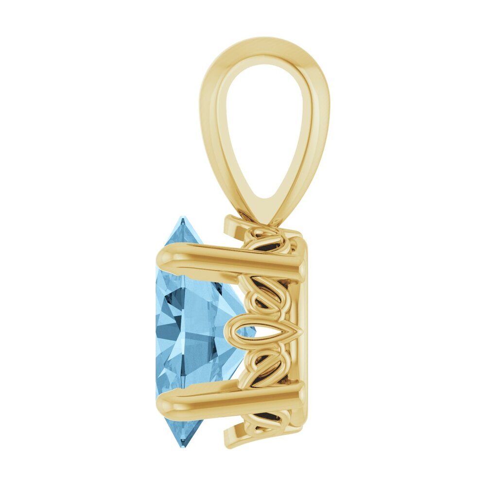 Alternate view of the 14K Yellow Gold Natural Sky Blue Topaz Scroll Pendant, 7x5mm Oval by The Black Bow Jewelry Co.
