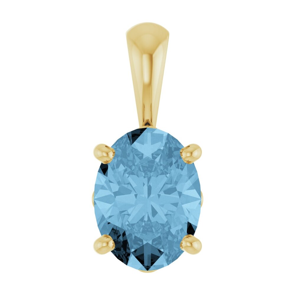 14K Yellow Gold Natural Sky Blue Topaz Scroll Pendant, 8x6mm Oval, Item P33428-8 by The Black Bow Jewelry Co.