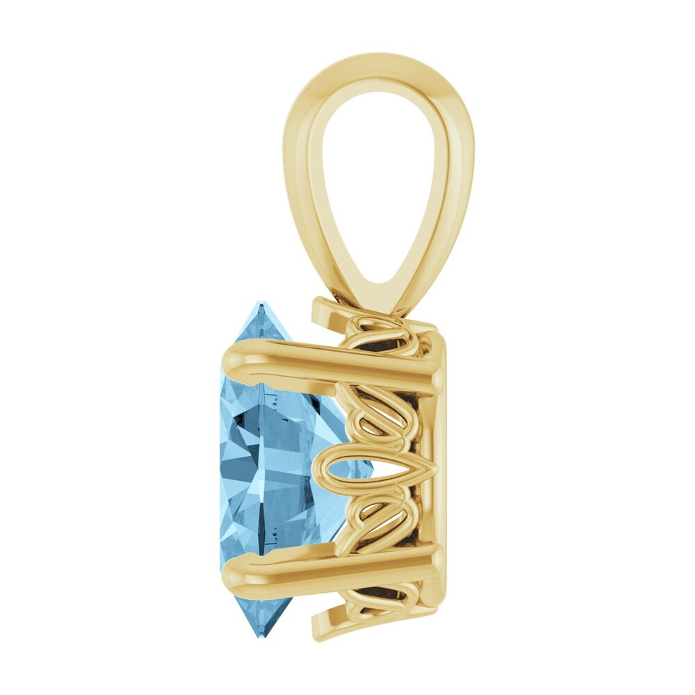 Alternate view of the 14K Yellow Gold Natural Sky Blue Topaz Scroll Pendant, 8x6mm Oval by The Black Bow Jewelry Co.