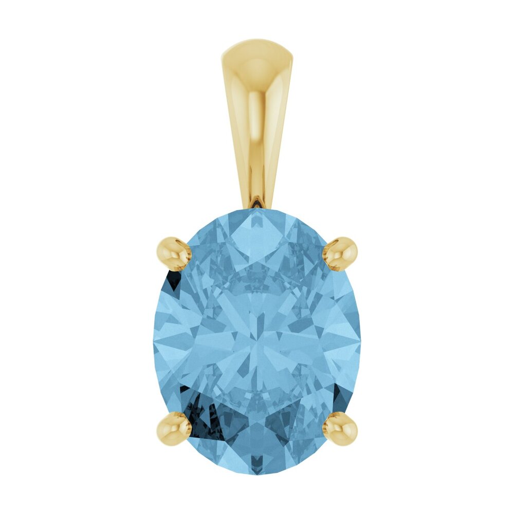 14K Yellow Gold Natural Sky Blue Topaz Oval Scroll Pendant, Item P33428 by The Black Bow Jewelry Co.