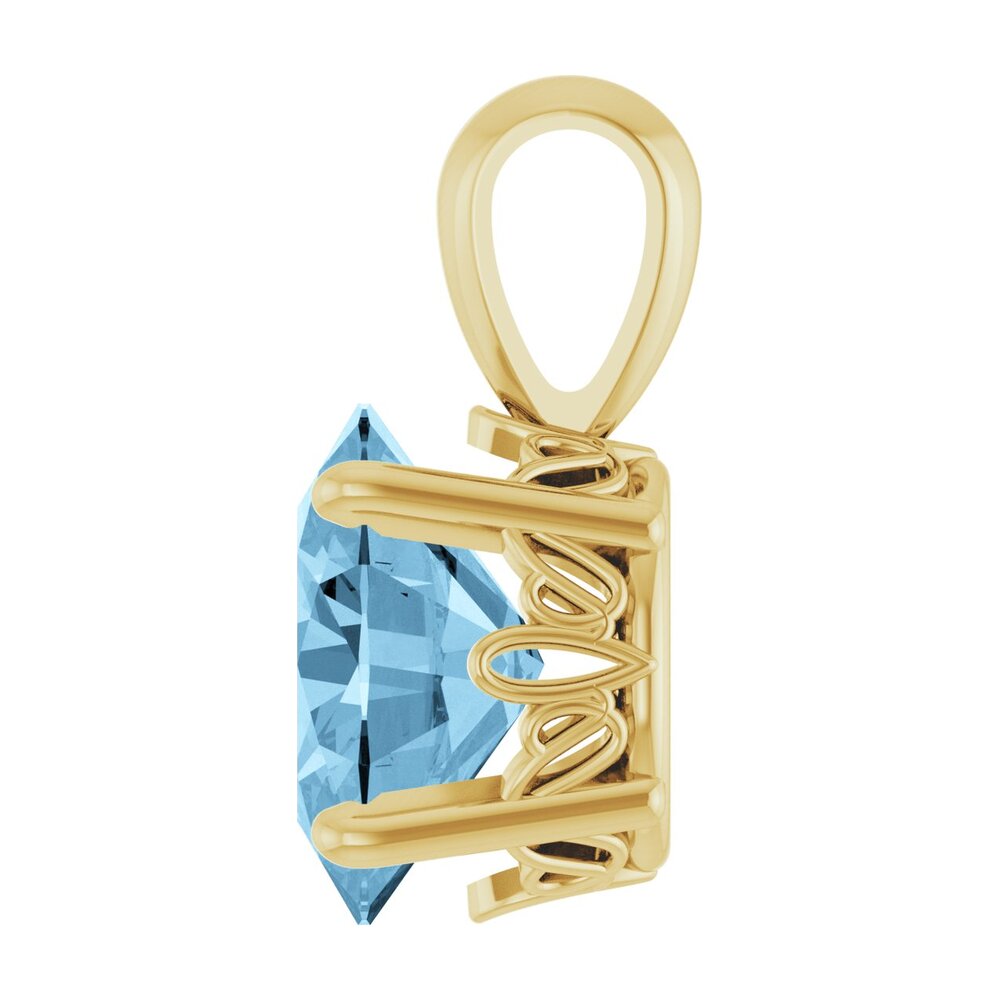 Alternate view of the 14K Yellow Gold Natural Sky Blue Topaz Scroll Pendant, 9x7mm Oval by The Black Bow Jewelry Co.