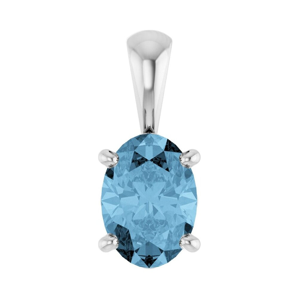 14K White Gold Natural Sky Blue Topaz Scroll Pendant, 6x4mm Oval, Item P33429-6 by The Black Bow Jewelry Co.