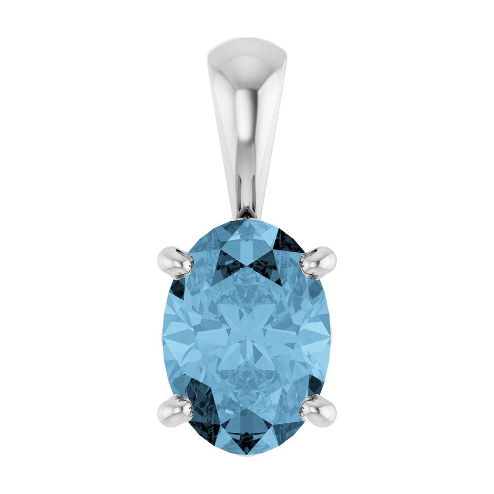 14K White Gold Natural Sky Blue Topaz Scroll Pendant, 7x5mm Oval, Item P33429-7 by The Black Bow Jewelry Co.