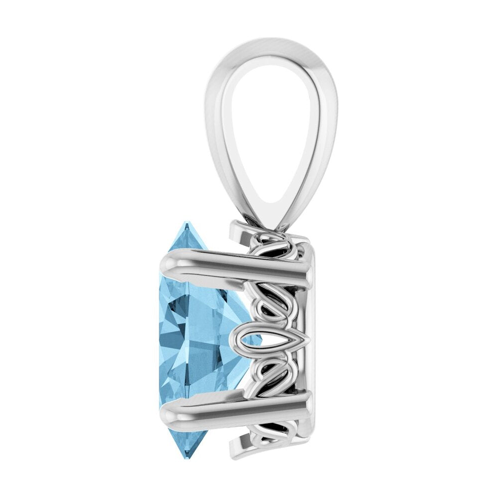 Alternate view of the 14K White Gold Natural Sky Blue Topaz Scroll Pendant, 7x5mm Oval by The Black Bow Jewelry Co.