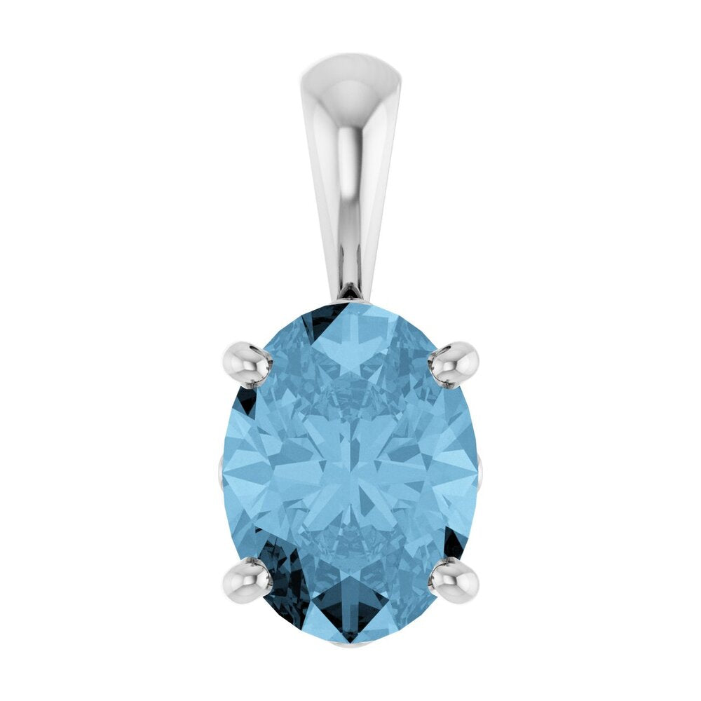 14K White Gold Natural Sky Blue Topaz Scroll Pendant, 8x6mm Oval, Item P33429-8 by The Black Bow Jewelry Co.