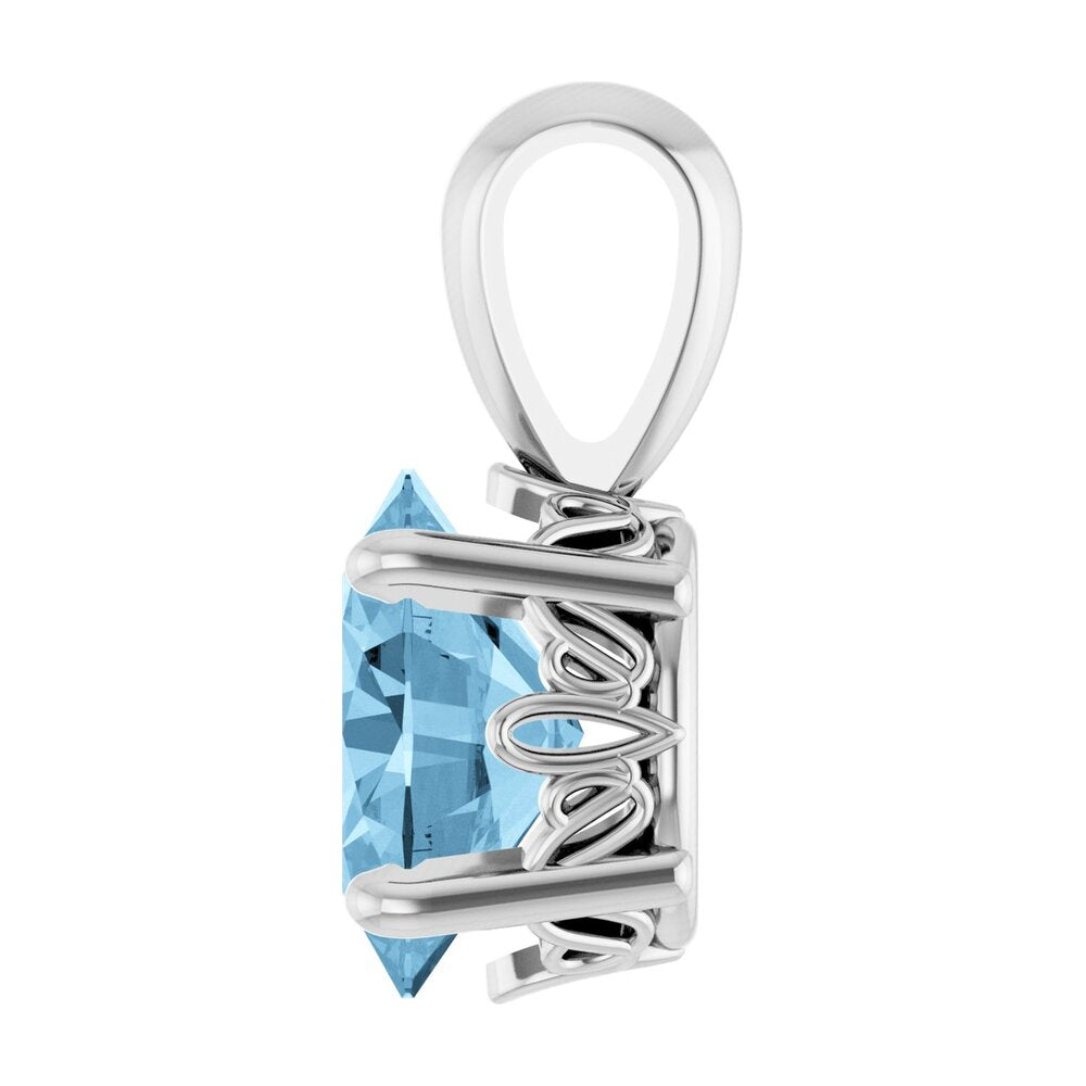 Alternate view of the 14K White Gold Natural Sky Blue Topaz Scroll Pendant, 8x6mm Oval by The Black Bow Jewelry Co.