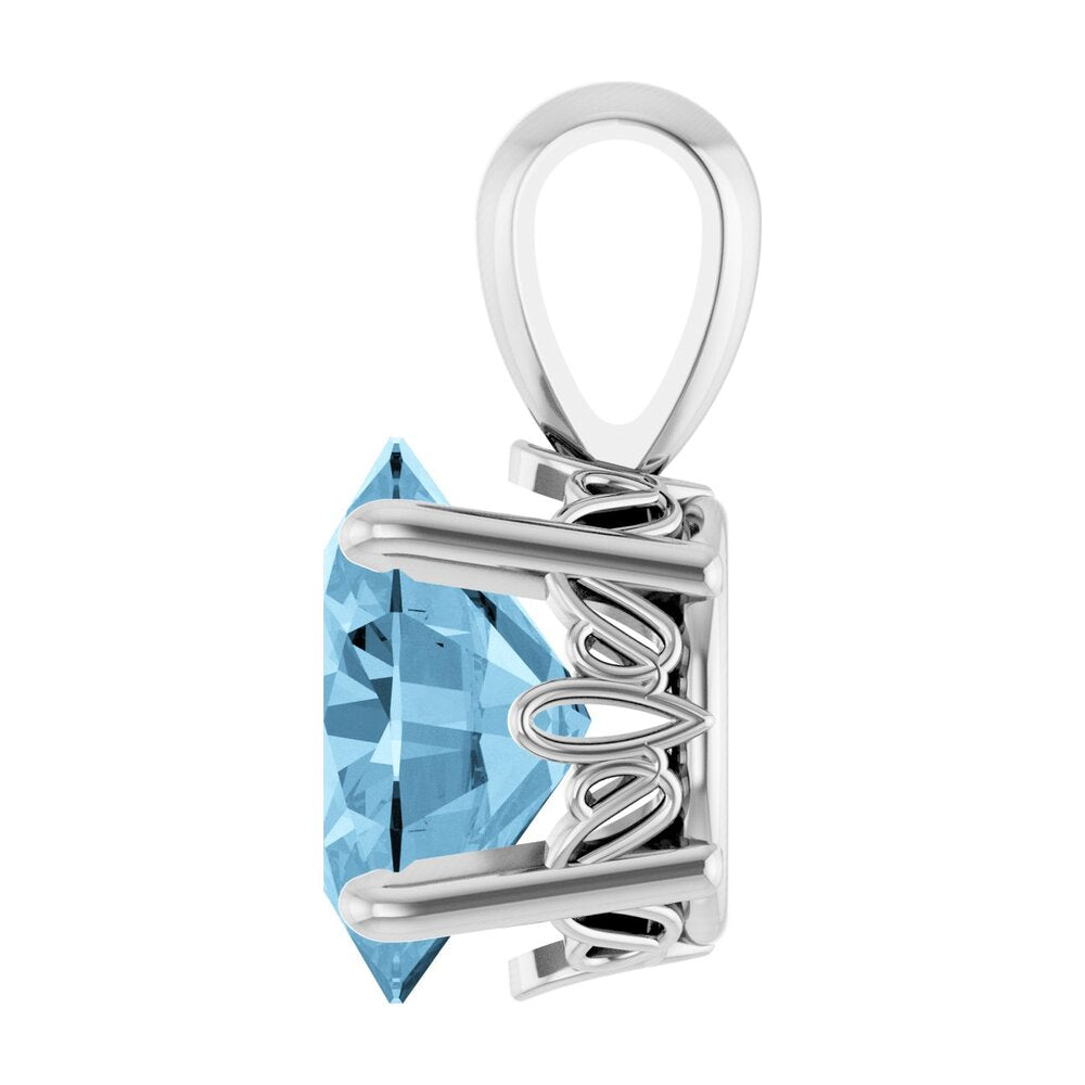 Alternate view of the 14K White Gold Natural Sky Blue Topaz Scroll Pendant, 9x7mm Oval by The Black Bow Jewelry Co.