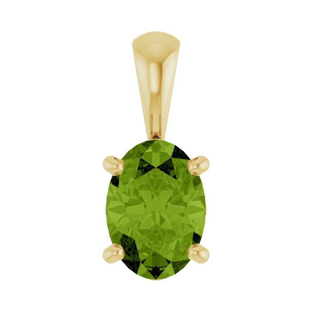 14K Yellow Gold Natural Peridot Scroll Pendant, 6x4mm Oval, Item P33430-6 by The Black Bow Jewelry Co.