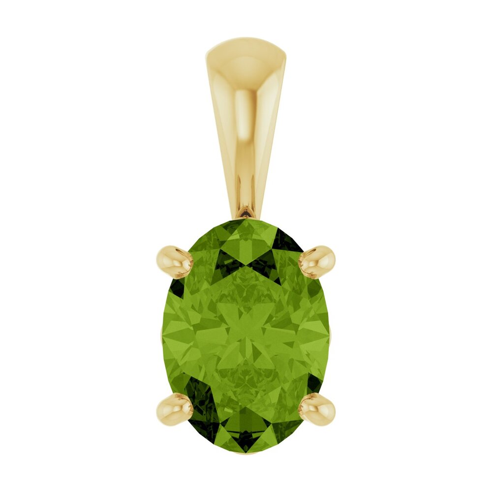 14K Yellow Gold Natural Peridot Scroll Pendant, 7x5mm Oval, Item P33430-7 by The Black Bow Jewelry Co.