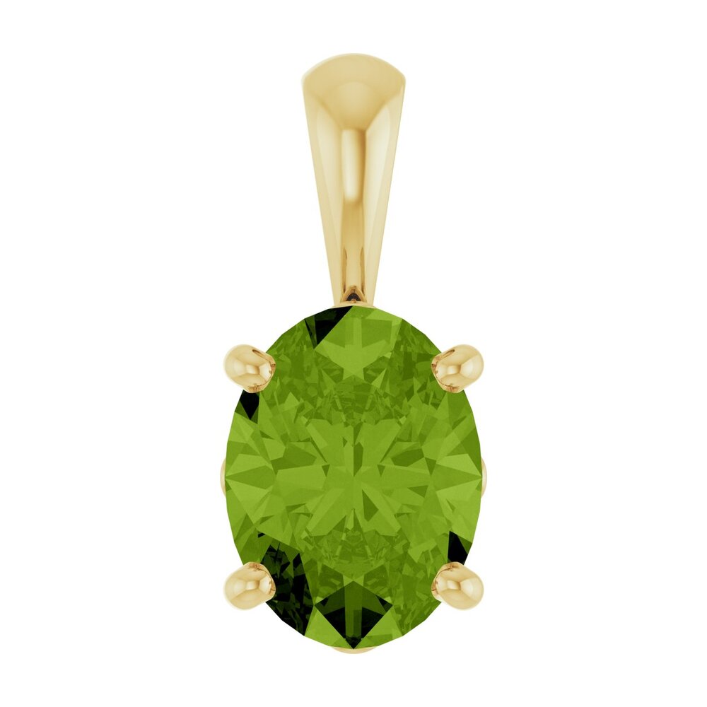 14K Yellow Gold Natural Peridot Scroll Pendant, 8x6mm Oval, Item P33430-8 by The Black Bow Jewelry Co.