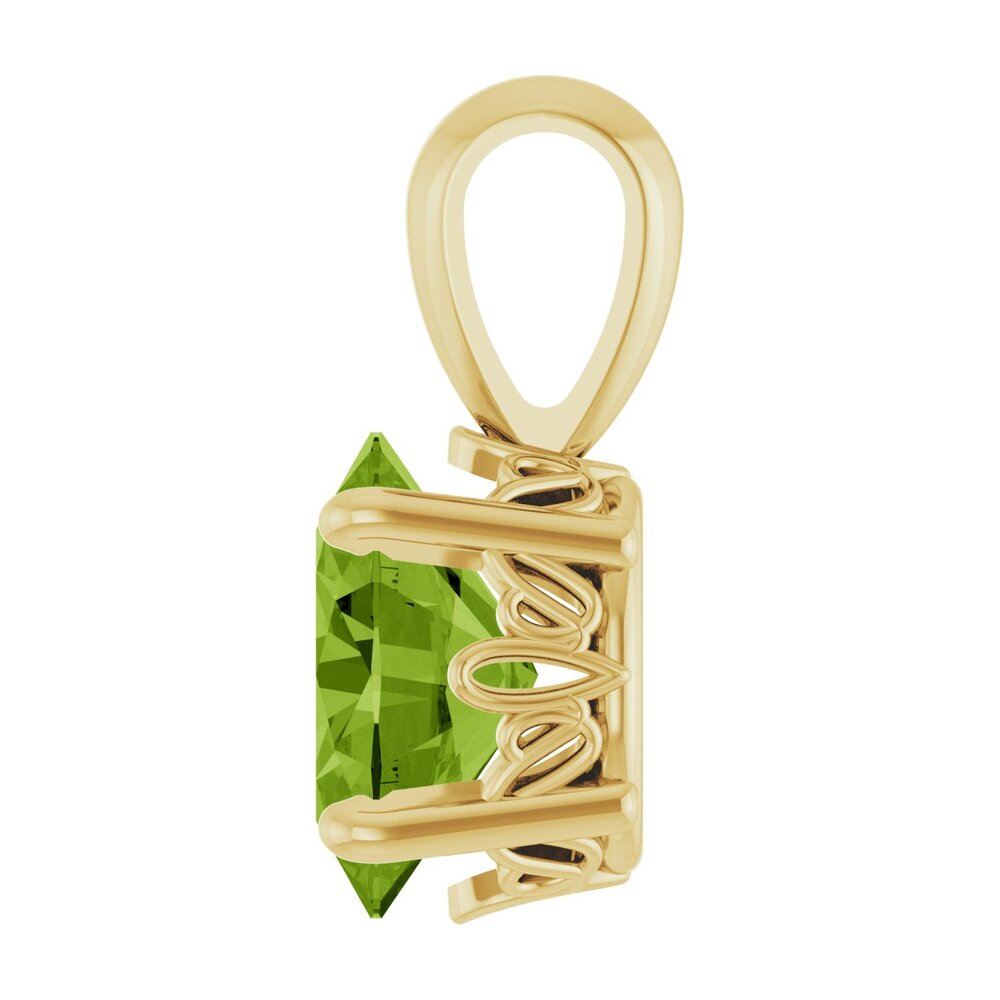Alternate view of the 14K Yellow Gold Natural Peridot Scroll Pendant, 8x6mm Oval by The Black Bow Jewelry Co.