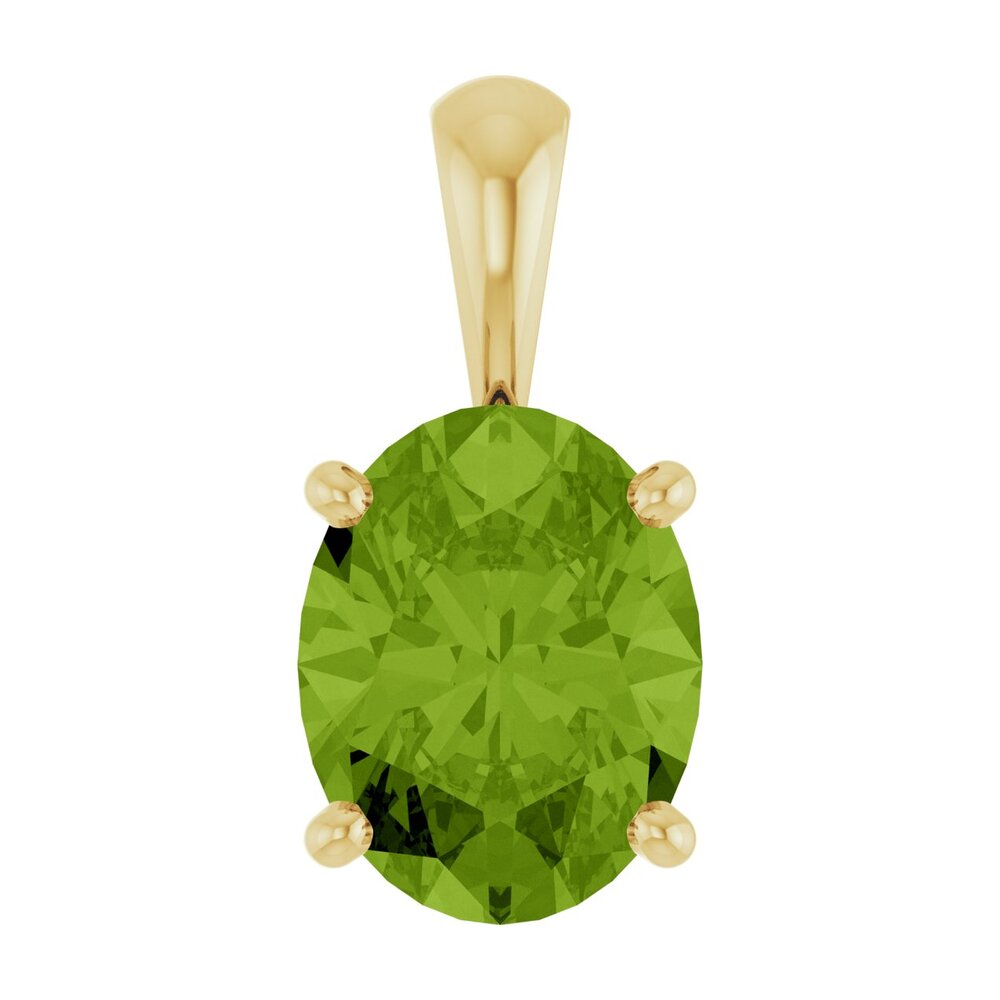 14K Yellow Gold Natural Peridot Scroll Pendant, 9x7mm Oval, Item P33430-9 by The Black Bow Jewelry Co.