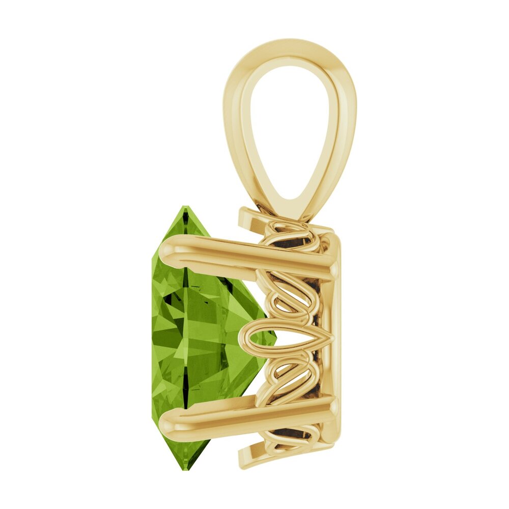Alternate view of the 14K Yellow Gold Natural Peridot Scroll Pendant, 9x7mm Oval by The Black Bow Jewelry Co.