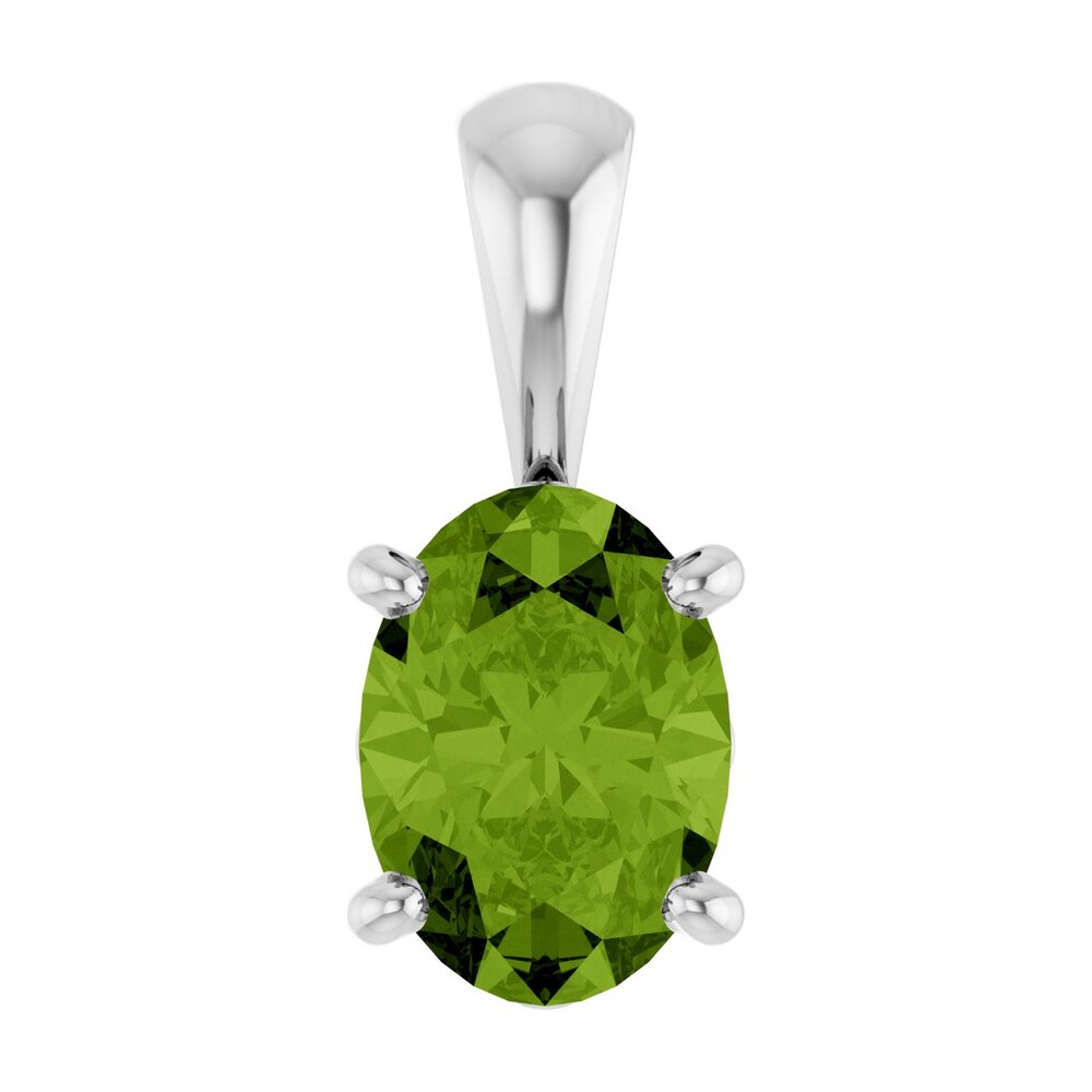 14K White Gold Natural Peridot Scroll Pendant, 7x5mm Oval, Item P33431-7 by The Black Bow Jewelry Co.