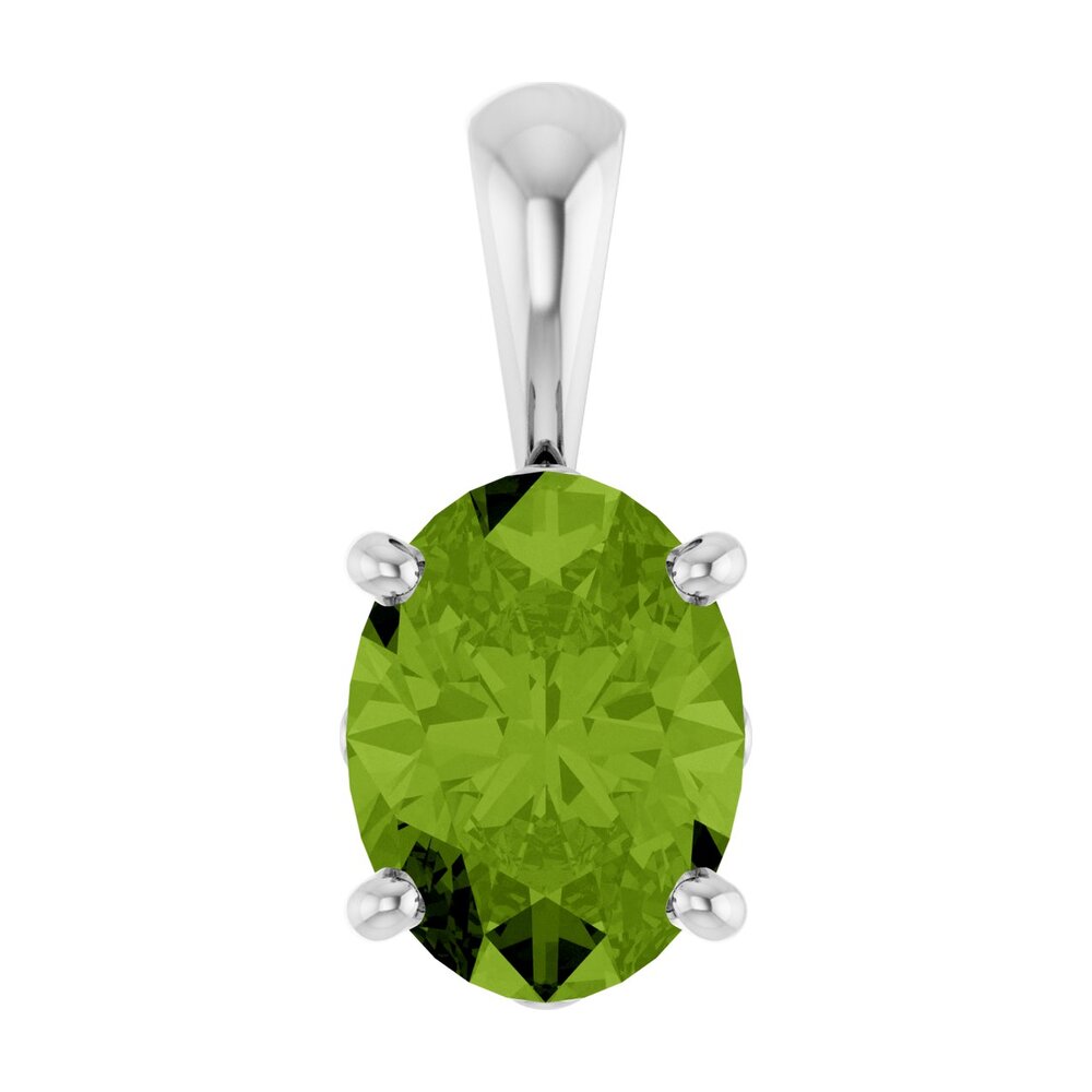 14K White Gold Natural Peridot Scroll Pendant, 8x6mm Oval, Item P33431-8 by The Black Bow Jewelry Co.