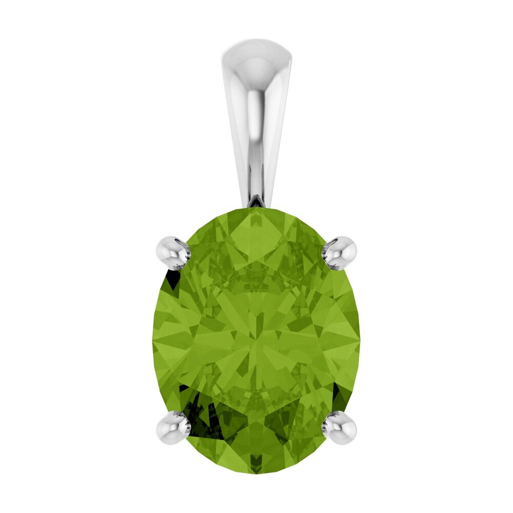 14K White Gold Natural Peridot Oval Scroll Pendant, Item P33431 by The Black Bow Jewelry Co.