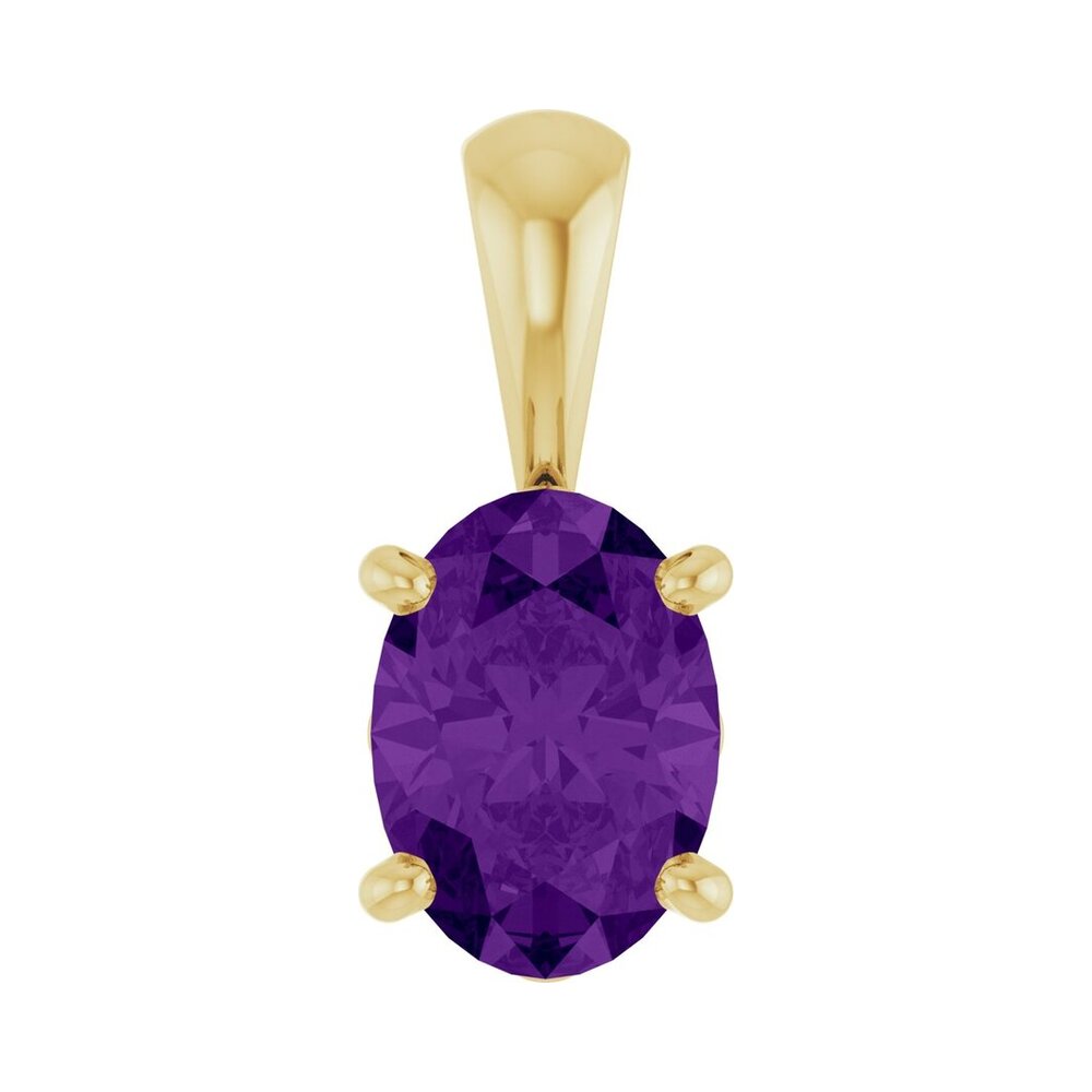 14K Yellow Gold Natural Amethyst Scroll Pendant, 6x4mm Oval, Item P33432-6 by The Black Bow Jewelry Co.