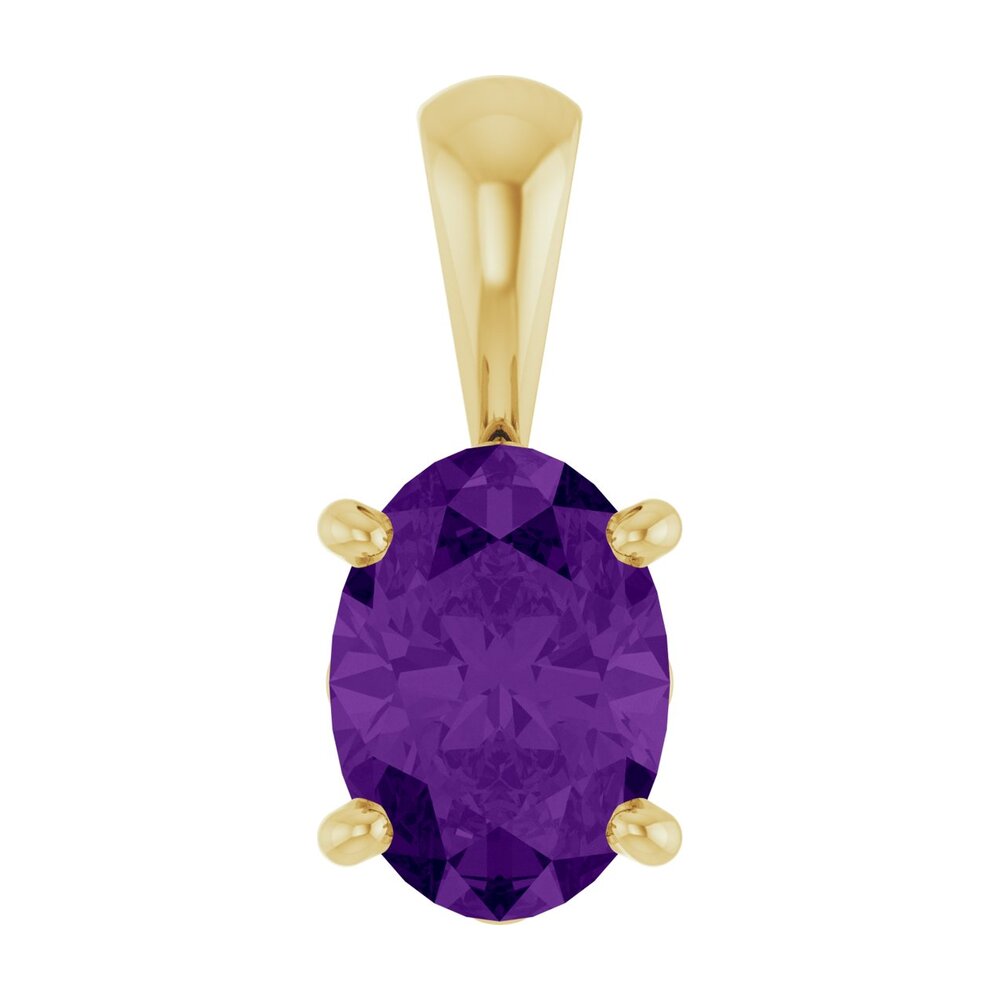 14K Yellow Gold Natural Amethyst Scroll Pendant, 7x5mm Oval, Item P33432-7 by The Black Bow Jewelry Co.
