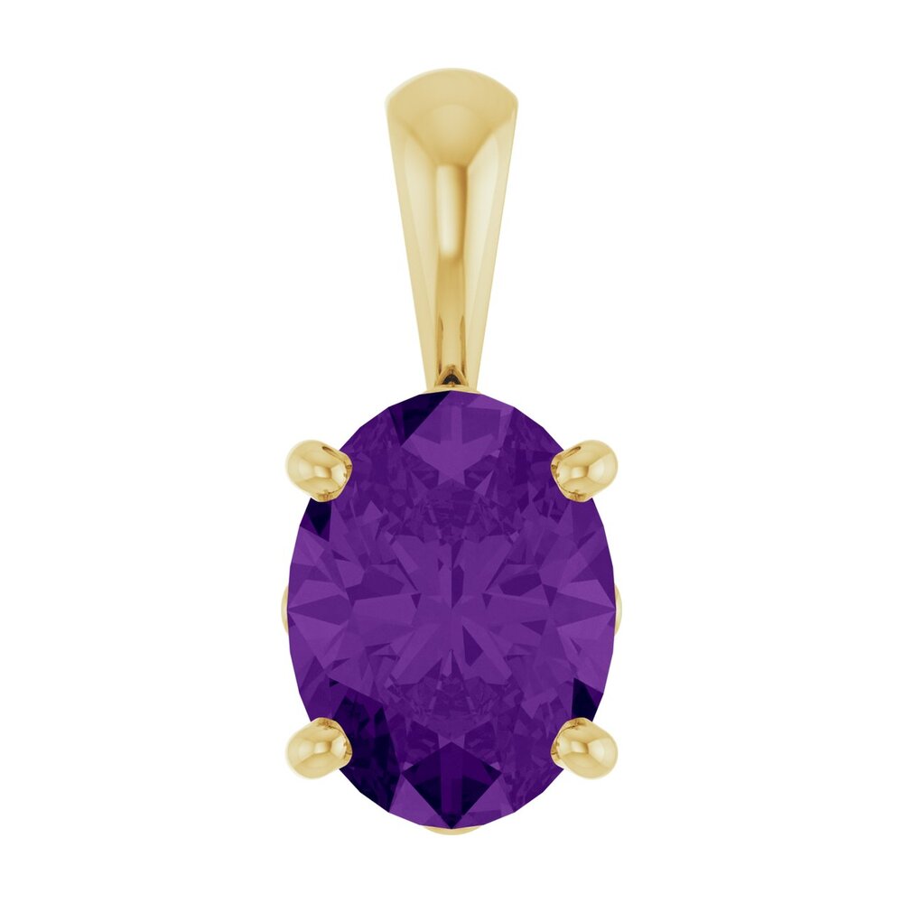 14K Yellow Gold Natural Amethyst Scroll Pendant, 8x6mm Oval, Item P33432-8 by The Black Bow Jewelry Co.