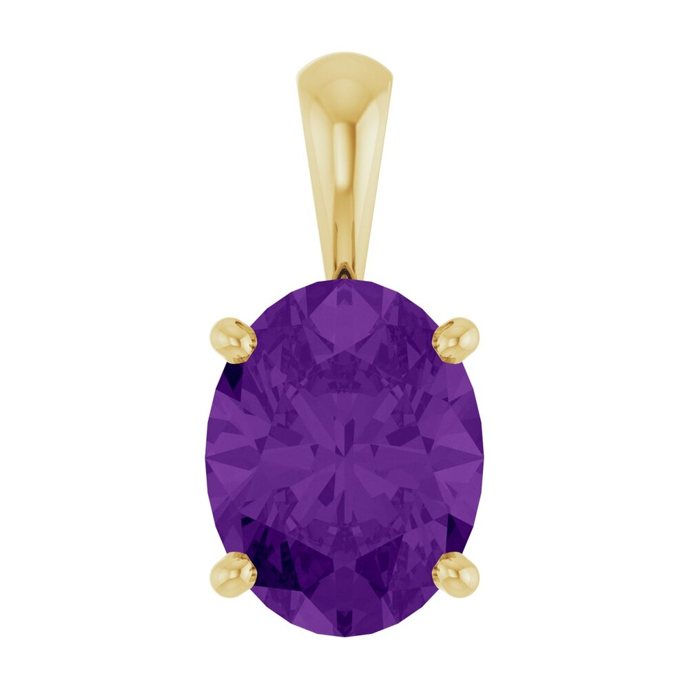 14K Yellow Gold Natural Amethyst Oval Scroll Pendant, Item P33432 by The Black Bow Jewelry Co.