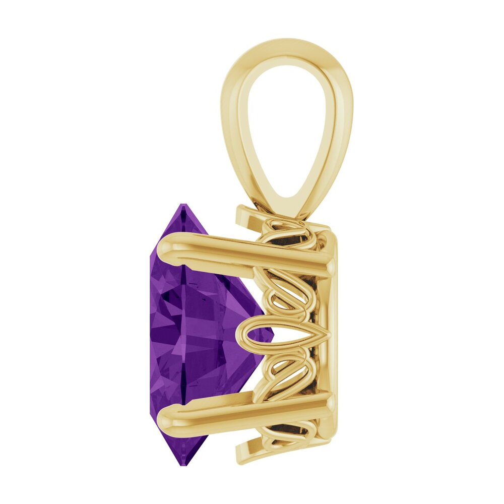 Alternate view of the 14K Yellow Gold Natural Amethyst Oval Scroll Pendant by The Black Bow Jewelry Co.