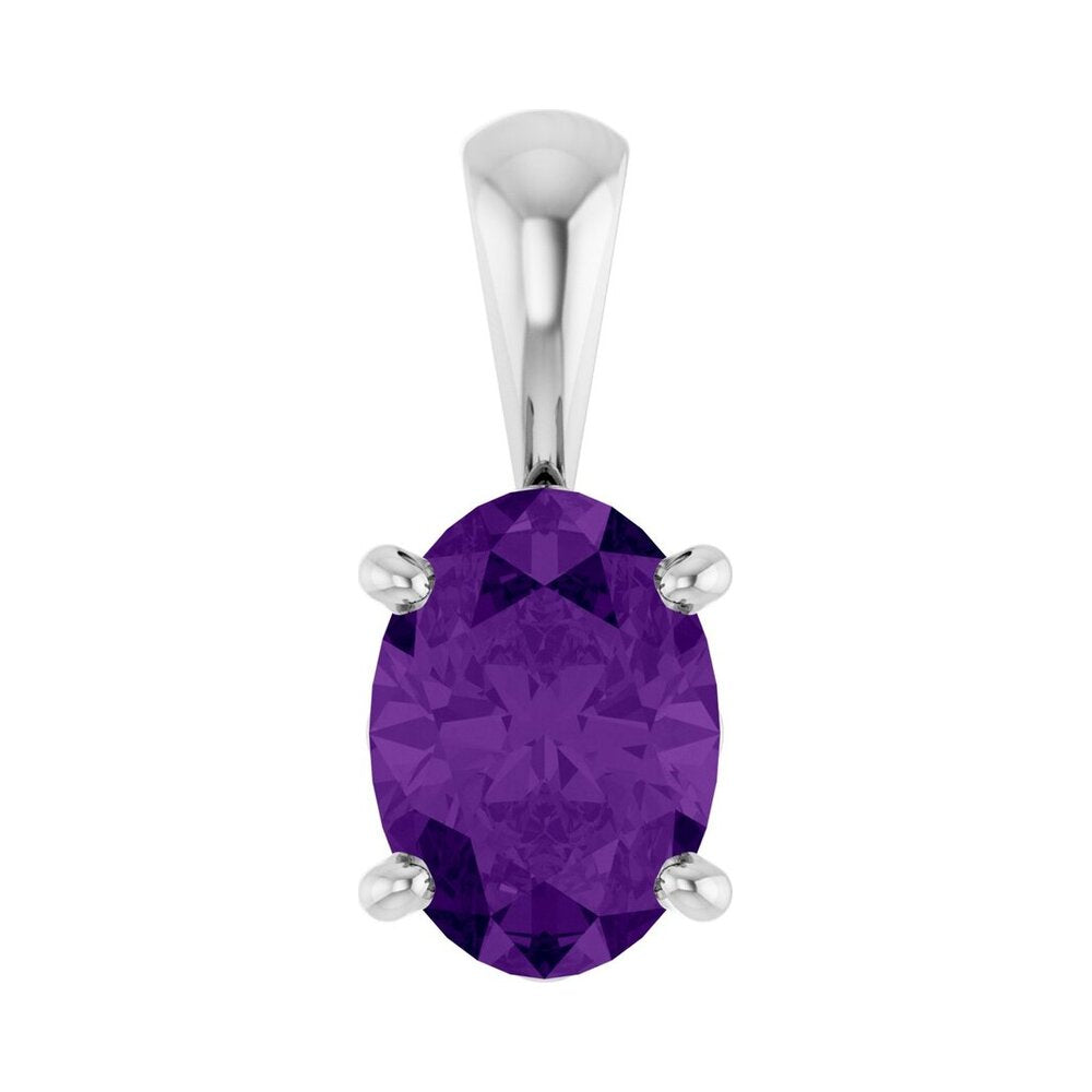 14K White Gold Natural Amethyst Scroll Pendant, 6x4mm Oval, Item P33433-6 by The Black Bow Jewelry Co.
