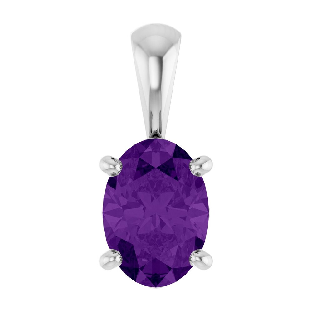 14K White Gold Natural Amethyst Scroll Pendant, 7x5mm Oval, Item P33433-7 by The Black Bow Jewelry Co.