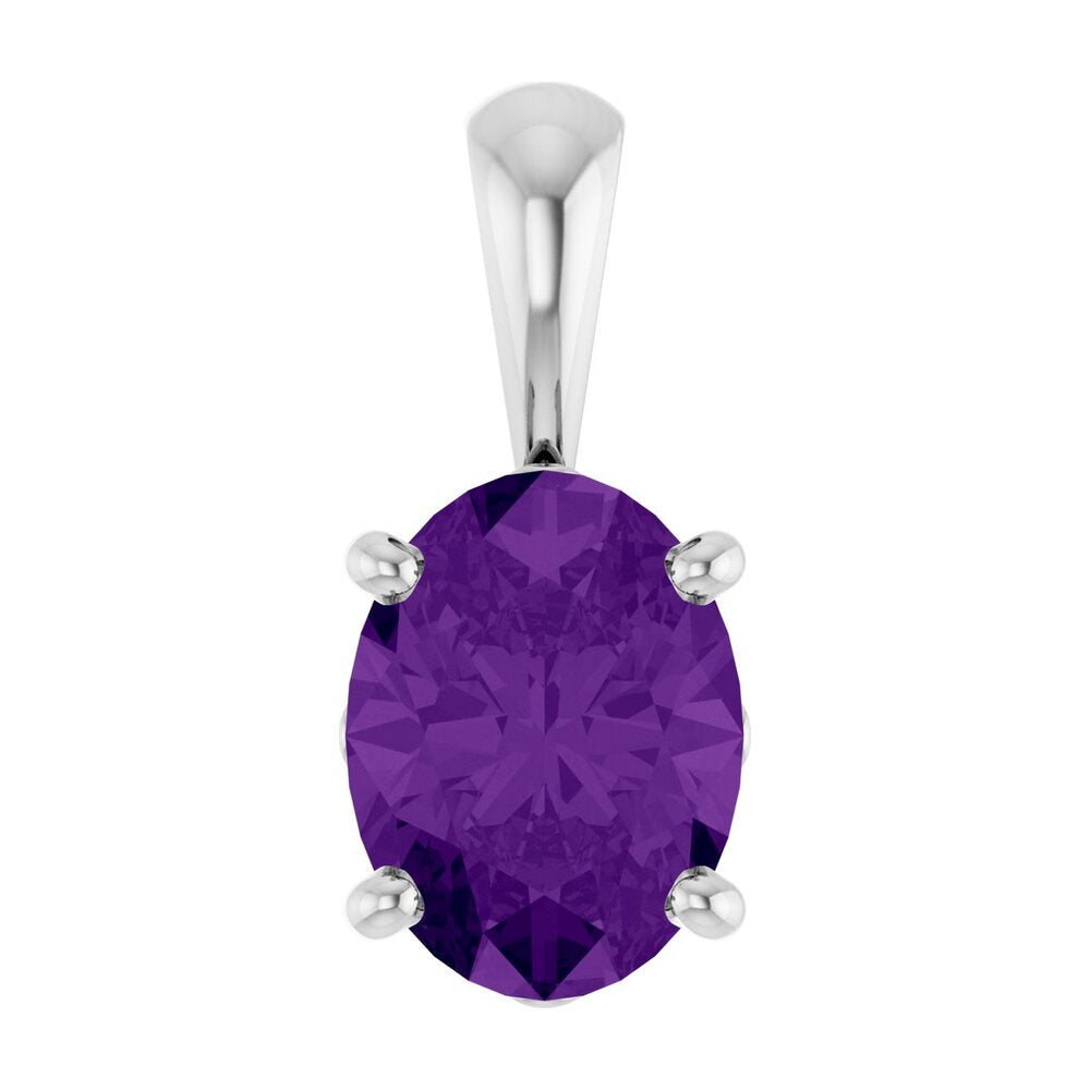 14K White Gold Natural Amethyst Scroll Pendant, 8x6mm Oval, Item P33433-8 by The Black Bow Jewelry Co.