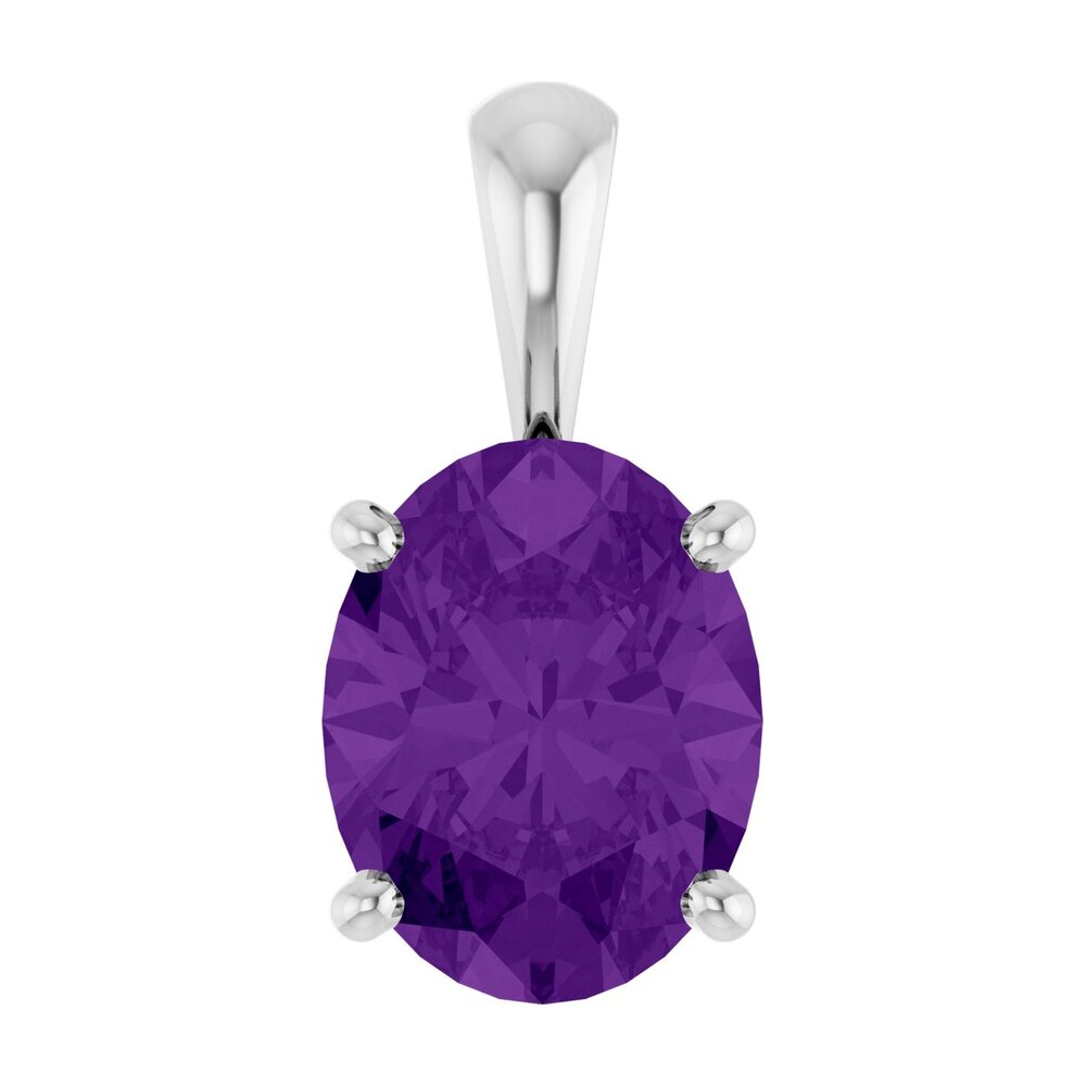 14K White Gold Natural Amethyst Oval Scroll Pendant, Item P33433 by The Black Bow Jewelry Co.