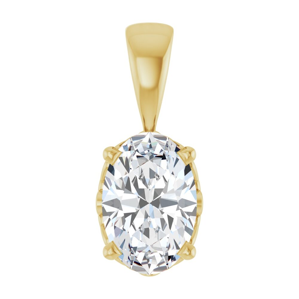 14K Yellow Gold Natural White Sapphire Scroll Pendant 6x4mm Oval, Item P33434-6 by The Black Bow Jewelry Co.