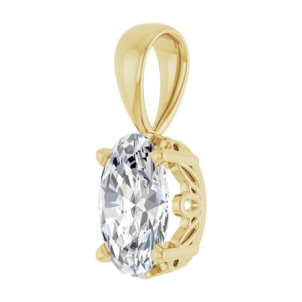 Alternate view of the 14K Yellow Gold Natural White Sapphire Scroll Pendant 6x4mm Oval by The Black Bow Jewelry Co.