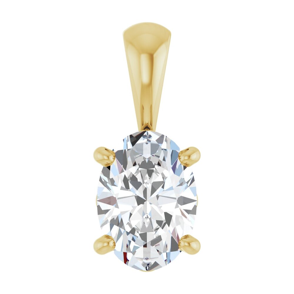 14K Yellow Gold Natural White Sapphire Scroll Pendant 7x5mm Oval, Item P33434-7 by The Black Bow Jewelry Co.