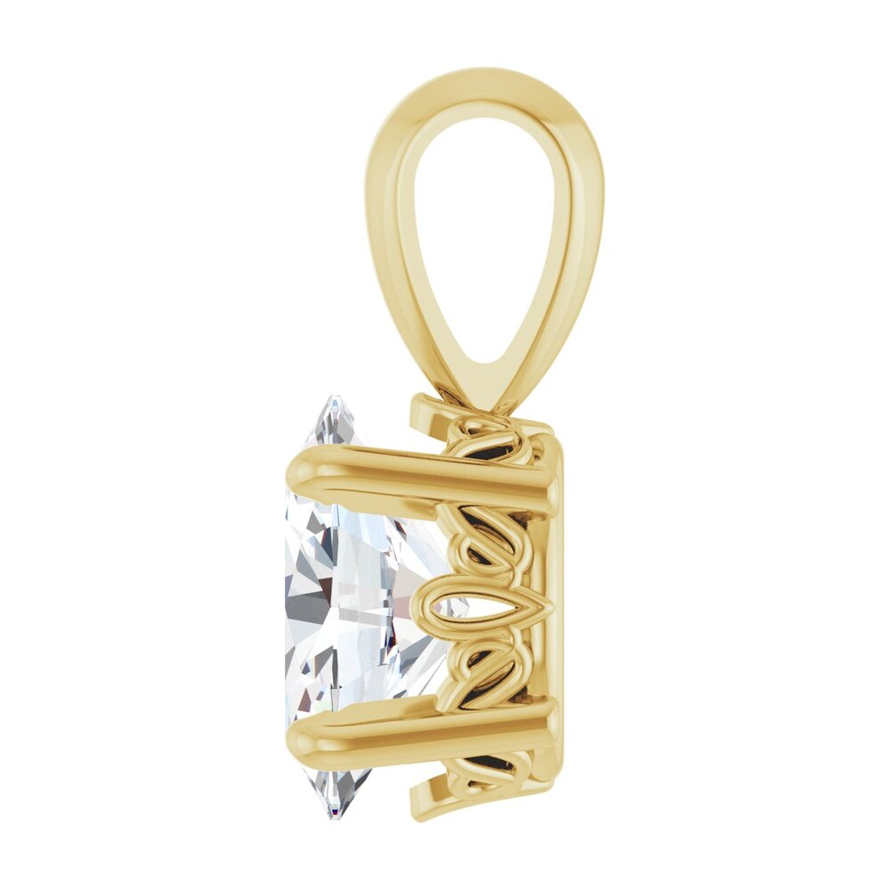 Alternate view of the 14K Yellow Gold Natural White Sapphire Scroll Pendant 7x5mm Oval by The Black Bow Jewelry Co.