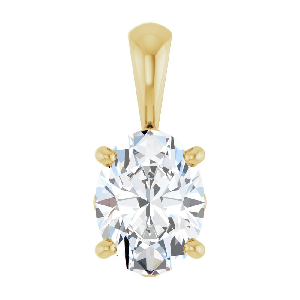 14K Yellow Gold Natural White Sapphire Scroll Pendant 8x6mm Oval, Item P33434-8 by The Black Bow Jewelry Co.