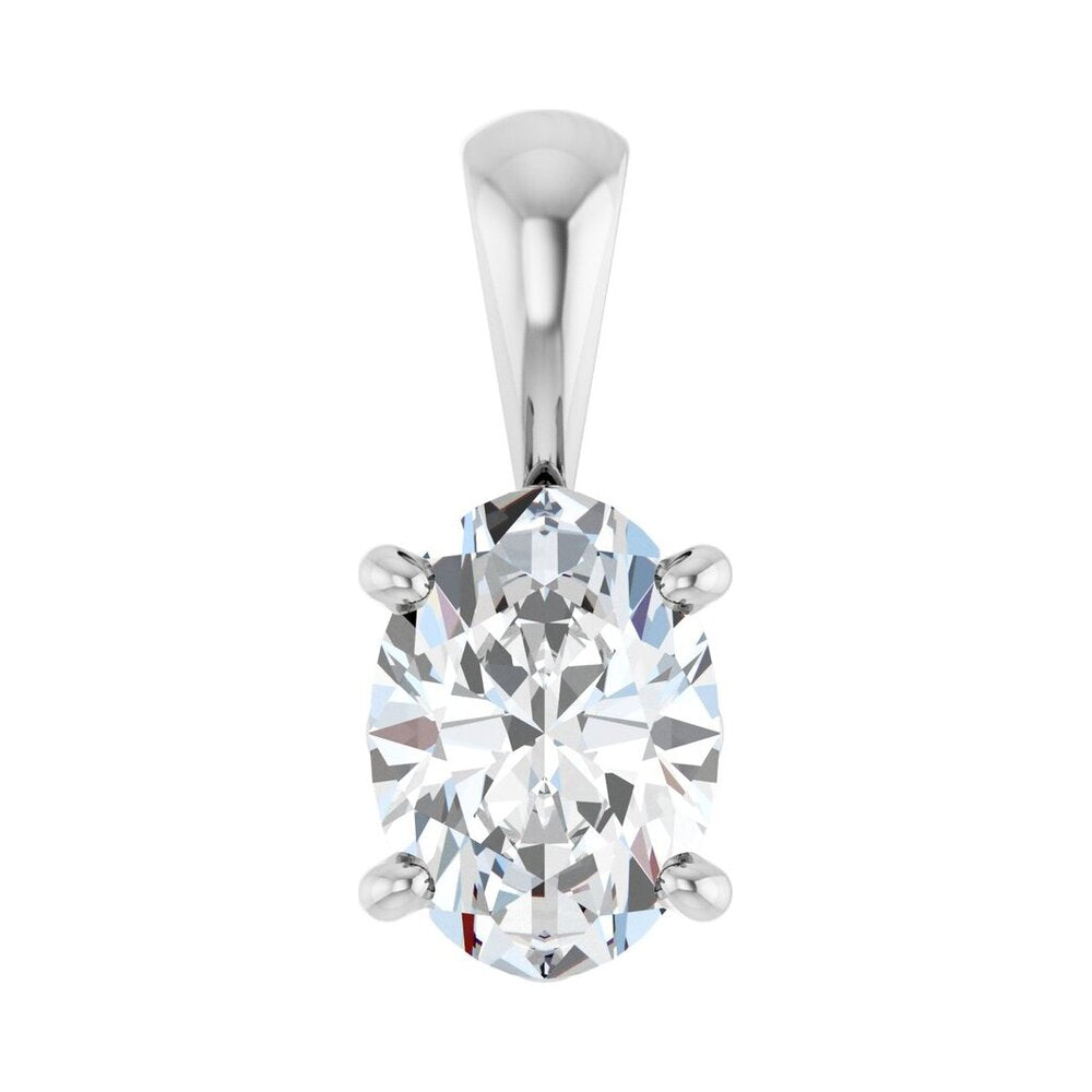 14K White Gold Natural White Sapphire Scroll Pendant 6x4mm Oval, Item P33435-6 by The Black Bow Jewelry Co.