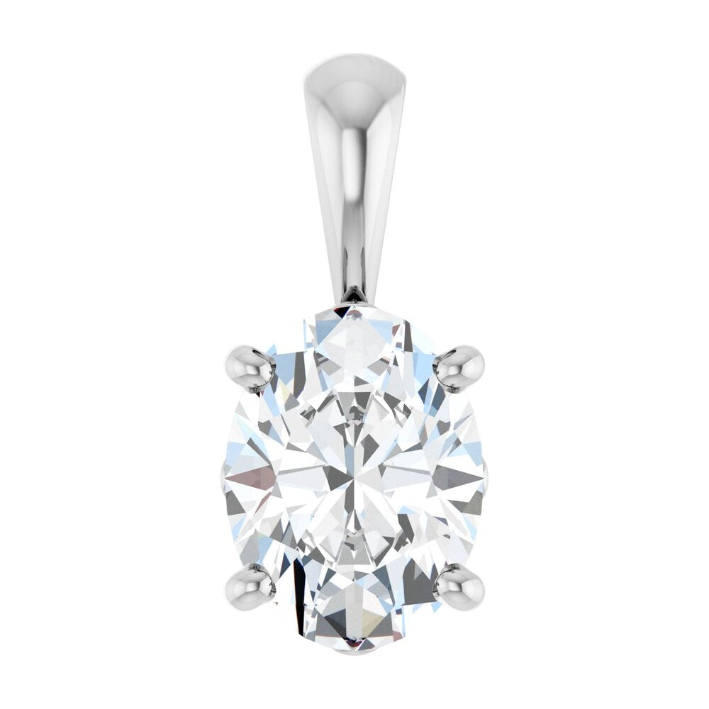 14K White Gold Natural White Sapphire Oval Scroll Pendant, Item P33435 by The Black Bow Jewelry Co.