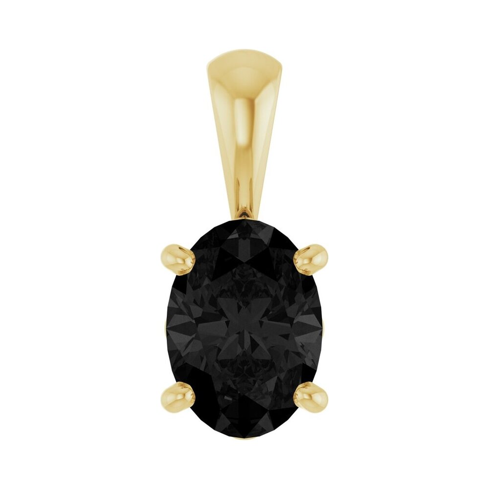 14K Yellow Gold Natural Black Onyx Scroll Pendant, 6x4mm Oval, Item P33436-6 by The Black Bow Jewelry Co.